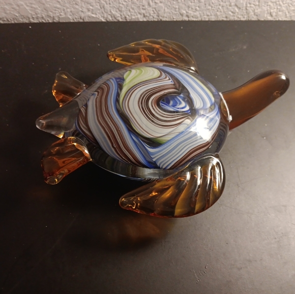 STUNNING NEW White Cristal Murano Italy 8" Tortoise Art Glass Sculpture. - Picture 7 of 7